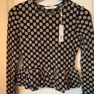 PEPLUM  STRETCHY  LACE  TOP - BUBBLE HEM